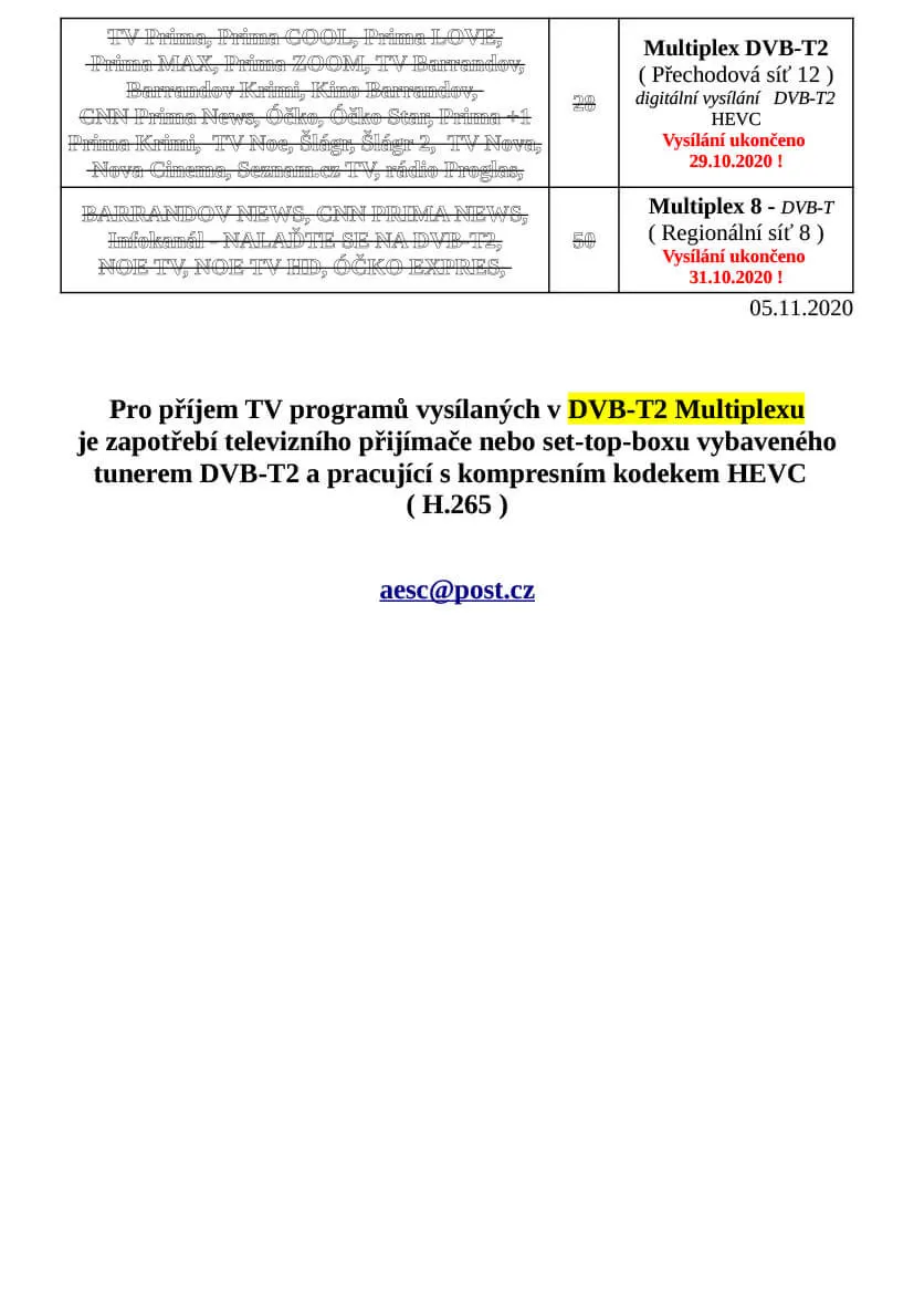 Nabídka TV programů na STA, strana 2